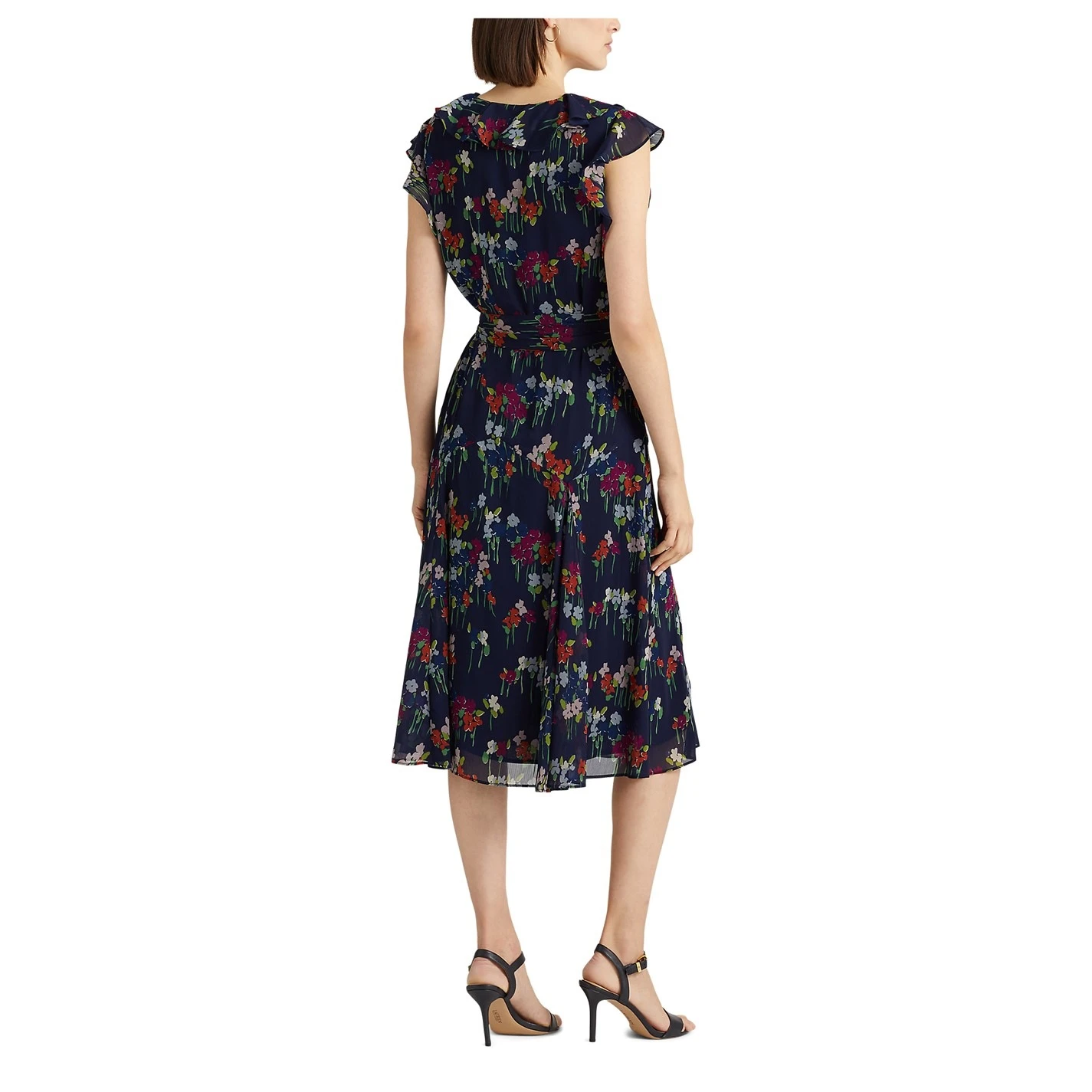 Floral Belted Crinkle Georgette Dress 5 Floral Belted Crinkle Georgette Dress - Image 3
