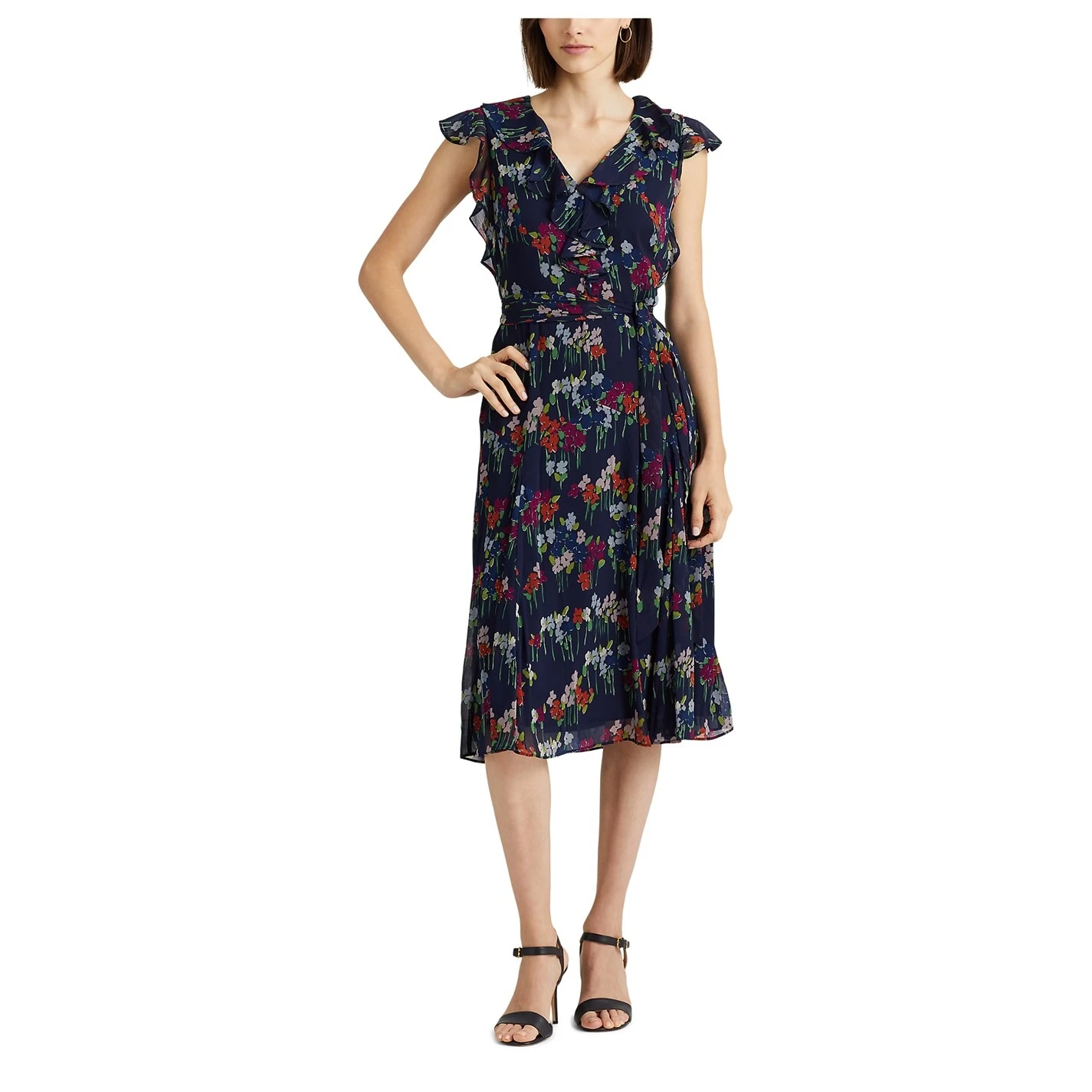 Floral Belted Crinkle Georgette Dress 6 Floral Belted Crinkle Georgette Dress - Image 4
