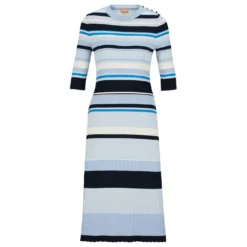 Hugo Boss Ribbed-Knit Dress With Button Trim