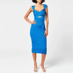 SELF PORTRAIT Ribbed Crossover Dress