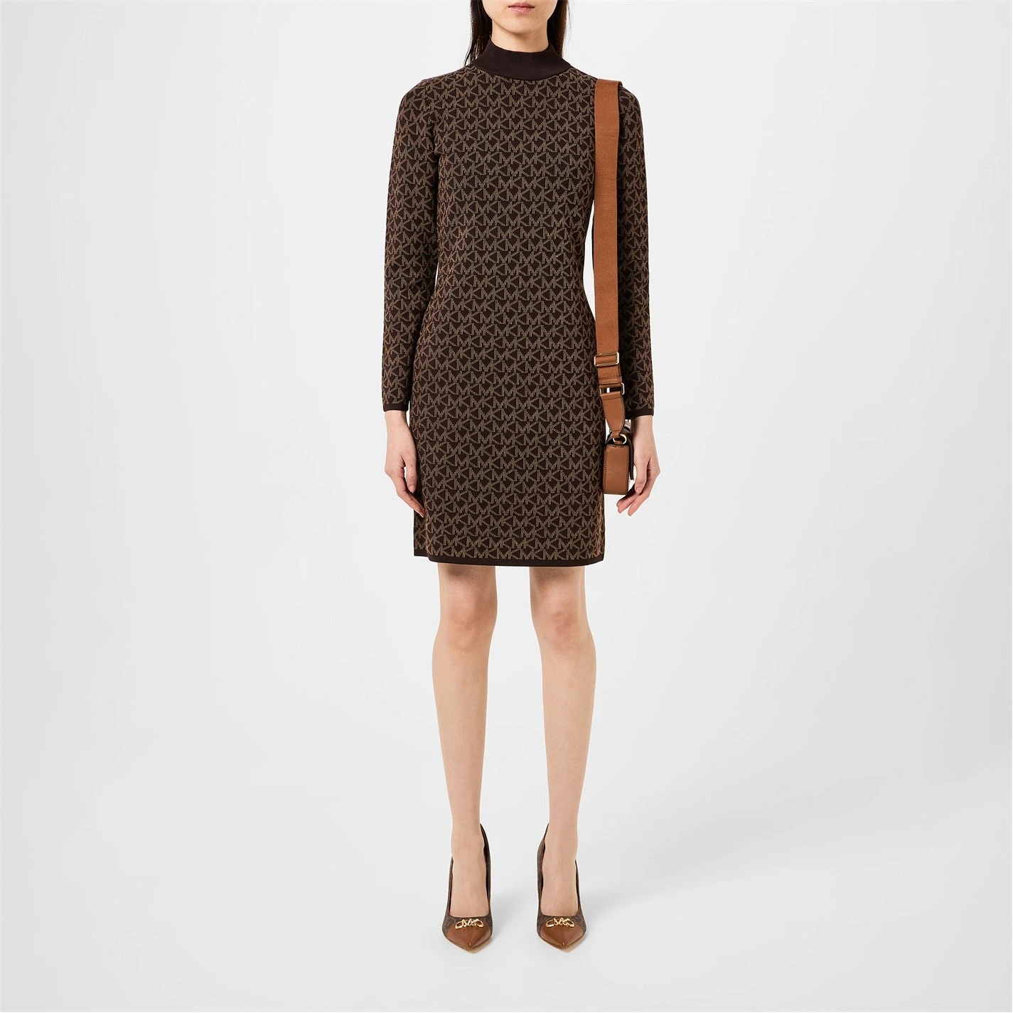 MICHAEL Michael Kors Logo Jacquard Funnel Neck Dress 6 MICHAEL Michael Kors Logo Jacquard Funnel Neck Dress - Image 4