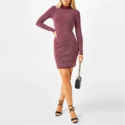 MICHAEL Michael Kors Logo Jacquard Funnel Neck Dress 18 MICHAEL Michael Kors Logo Jacquard Funnel Neck Dress -Deals Pristine Chic Store 65698008 xxl a1