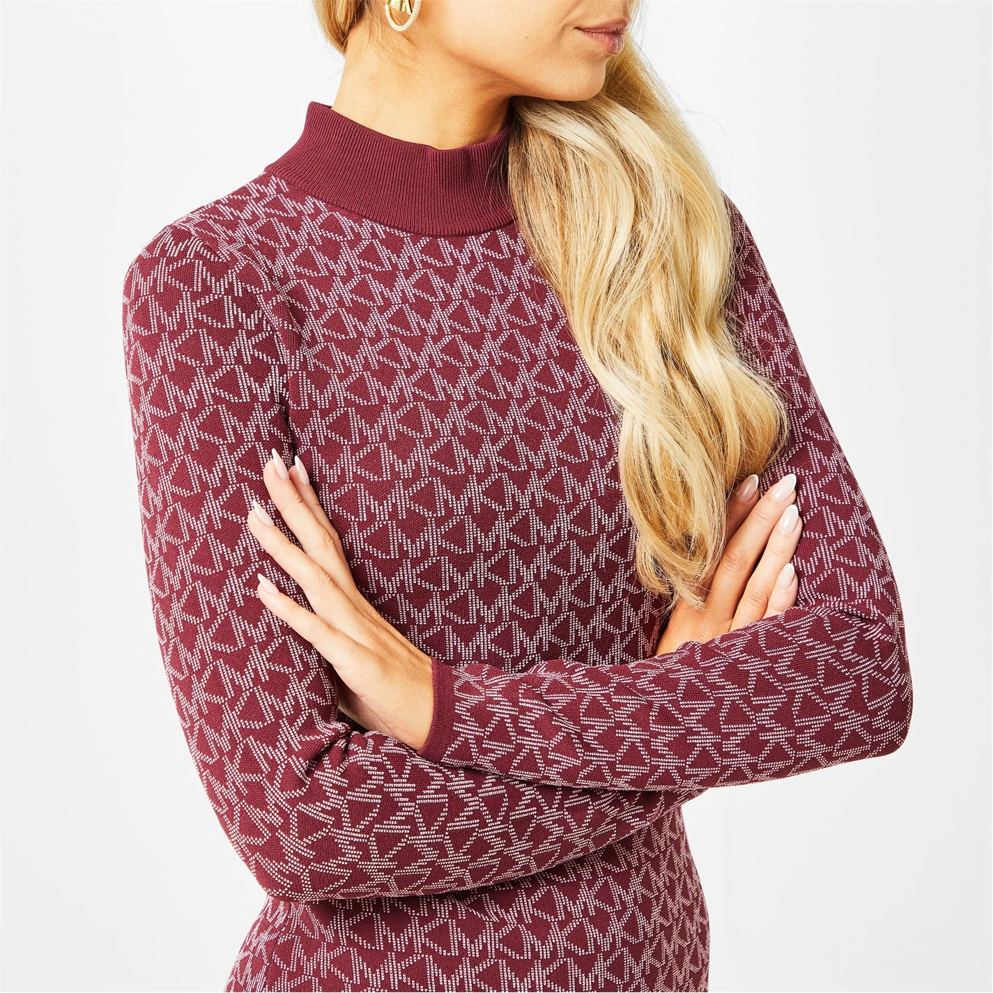 MICHAEL Michael Kors Logo Jacquard Funnel Neck Dress 11 MICHAEL Michael Kors Logo Jacquard Funnel Neck Dress - Image 9