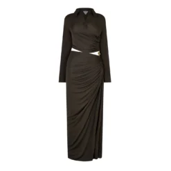 Bottega Veneta Long Sleeve Maxi Dress With Metal Knot
