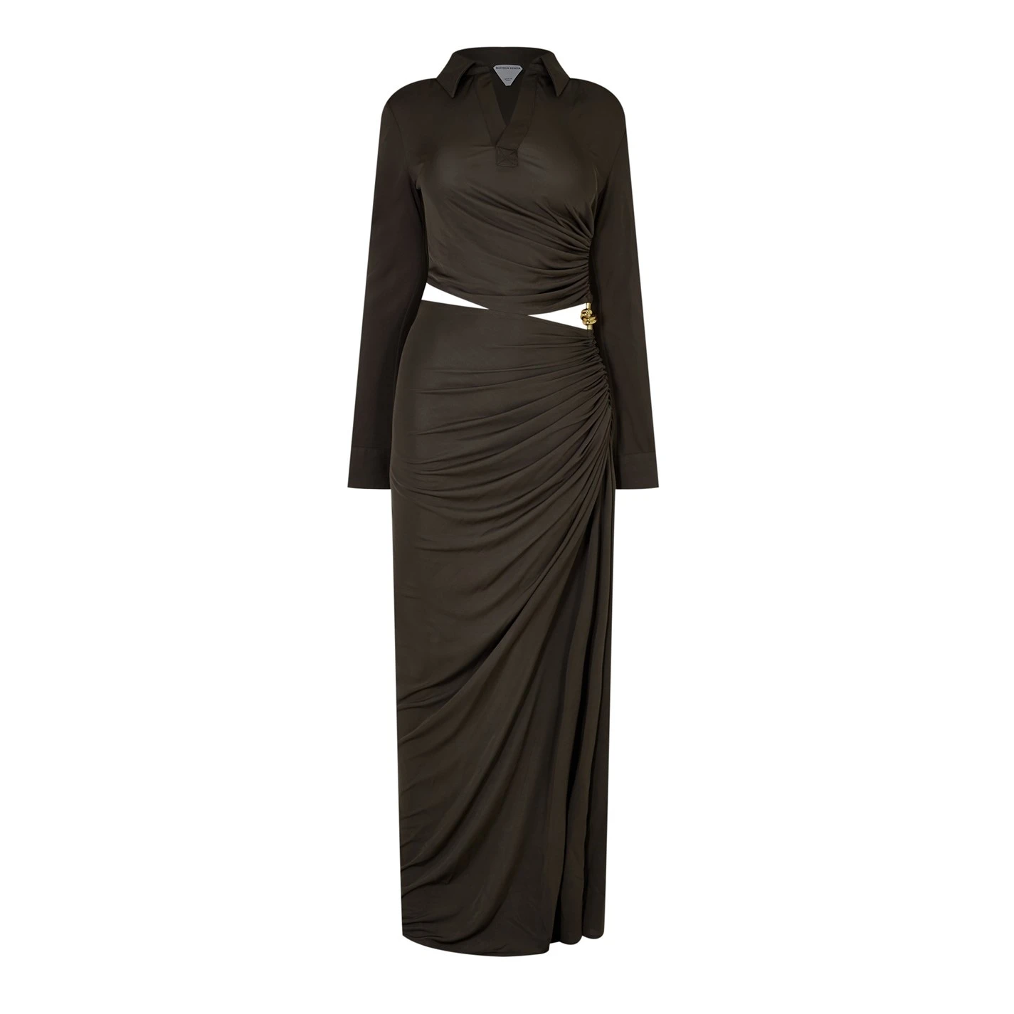 Bottega Veneta Long Sleeve Maxi Dress With Metal Knot 3 Bottega Veneta Long Sleeve Maxi Dress With Metal Knot